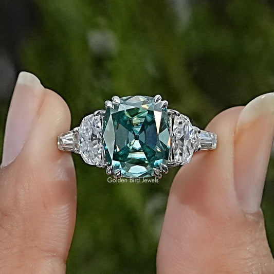 Old Mine Cushion Cut Moissanite Five Stone Ring