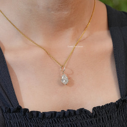 Old Mine Pear Cut Moissanite Solitaire Pendant