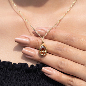 Champagne Old Mine Pear Cut solitaire Pendent