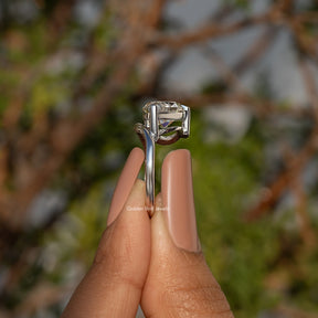 Old Mine Pear Curved Band Solitaire Engagement Ring