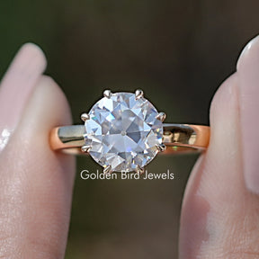 Front view of Old European Cut Round Moissanite Solitaire Ring 