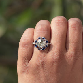 [Round Cut Moissanite Halo Setting Ring]-[Golden Bird Jewels]