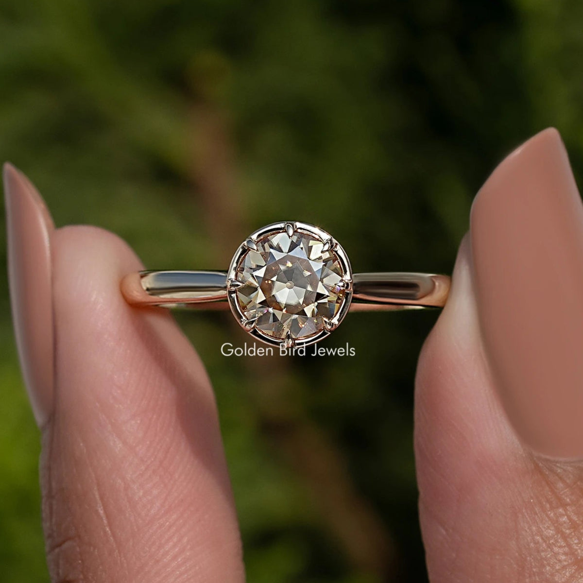 Old European Cut Round Moissanite Ring