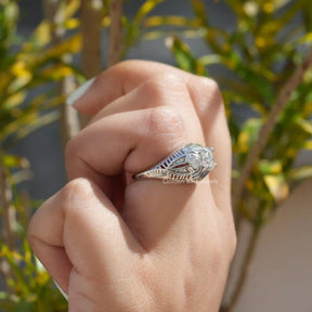 View of Old European Round Cut Vintage Ring In Finger