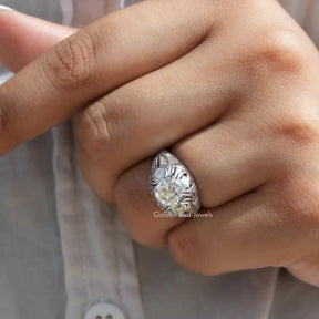 Detailed View of Moissanite Round Cut Moissanite Ring In White Gold
