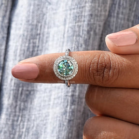 In front View of Round Cut Moissanite Bezel Set Ring 
