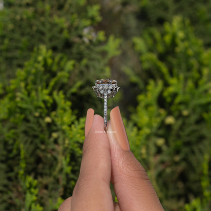 Old European Round Cut Halo Cluster Ring