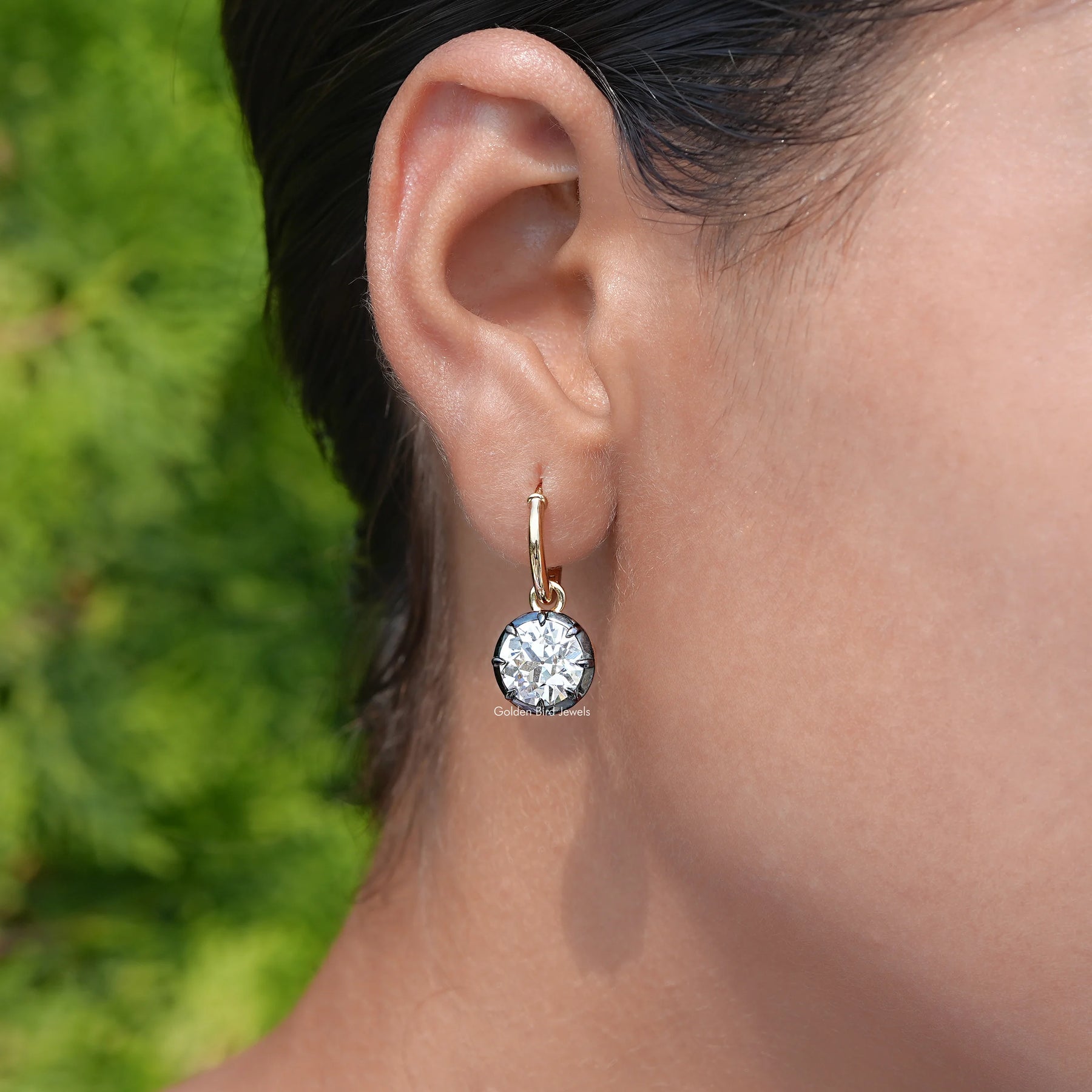 Old European Round Lab Diamond Dangle Earrings