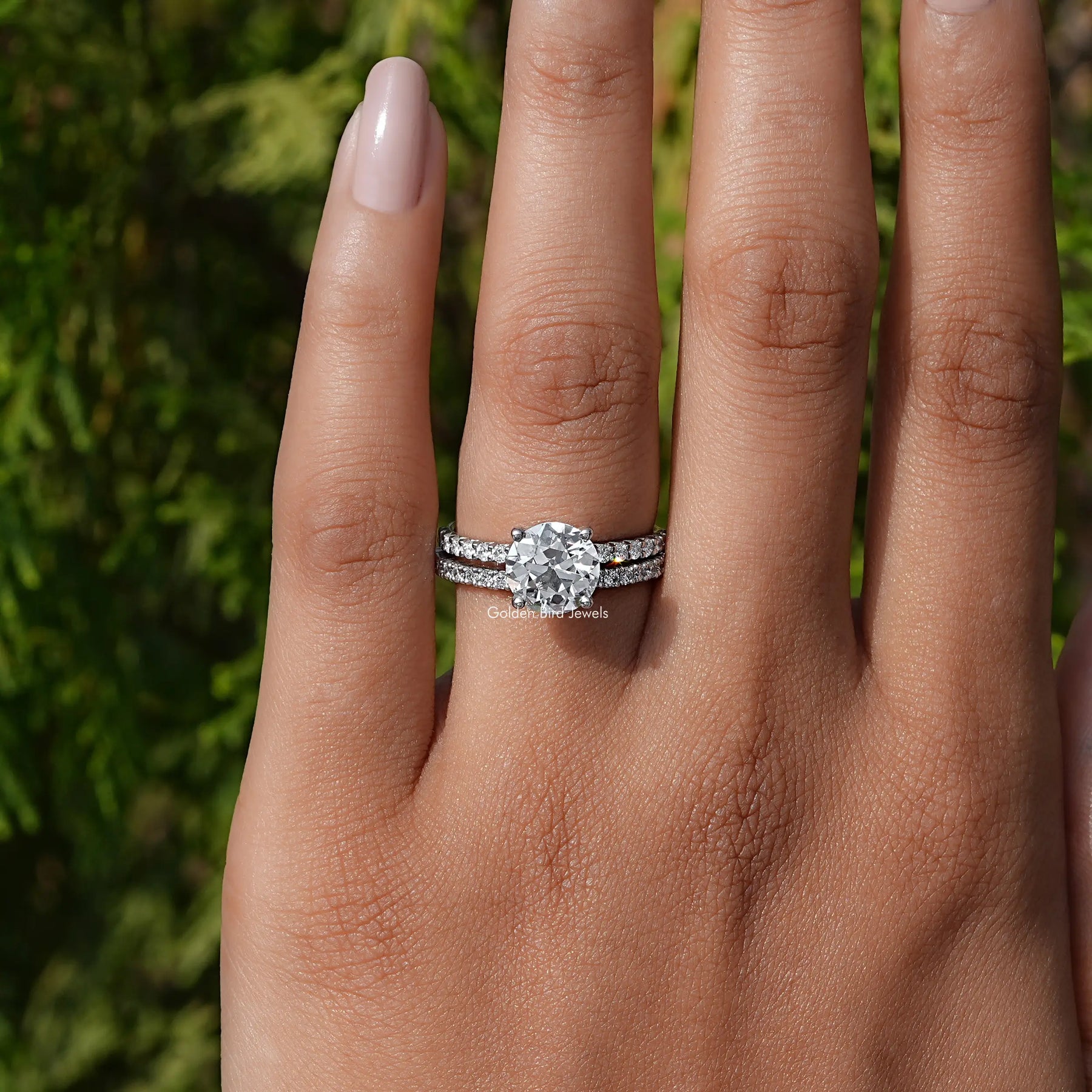 Old European Round Lab Diamond Ring Set