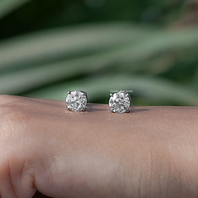 In Hand View Of old European Cut diamond Stud Earring
