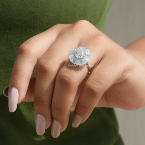 View of Old European Round Cut Moissanite Ring In Finger