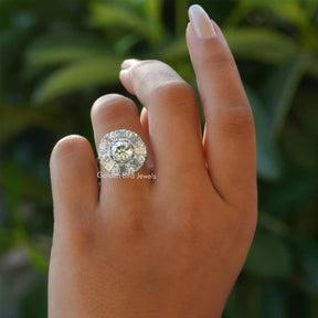 View of Old European And Tapper Baguette Cut Moissanite Ring In Finger
