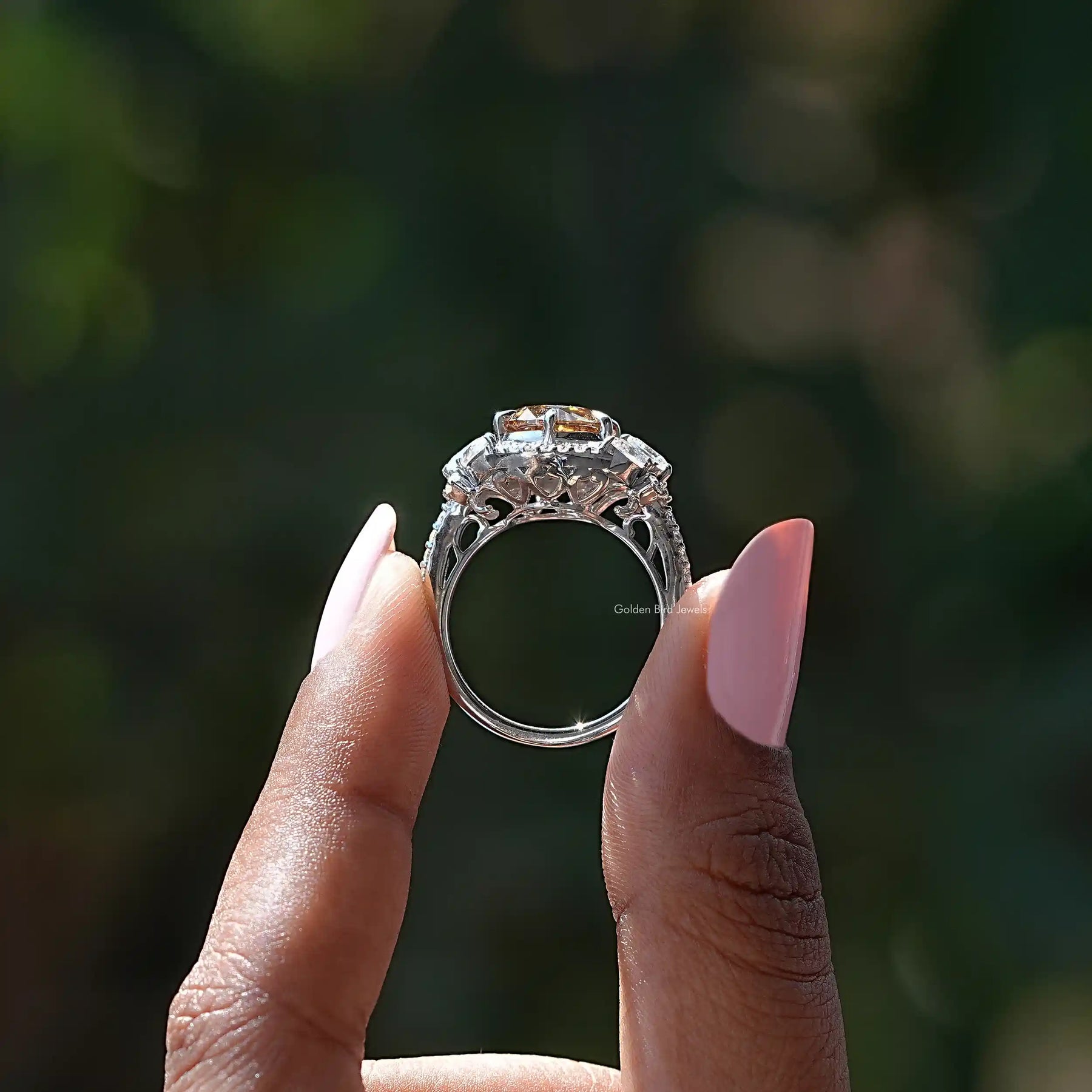 Old European Round Cut Halo Cluster Ring