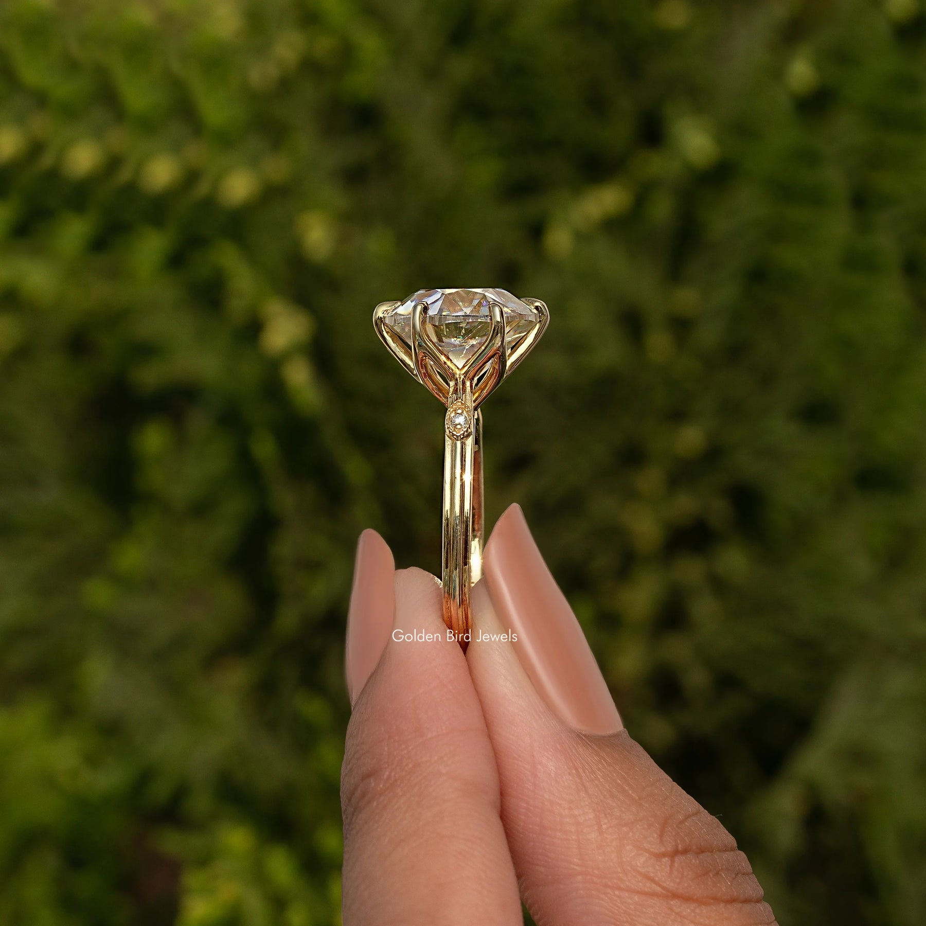 Old European Round Cut Moissanite Ring