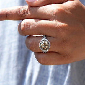 Old European Round Cut Halo Cluster Ring