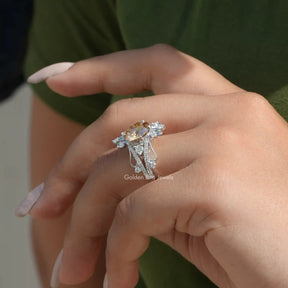 Side View Of Old European Round Cut Moissanite Halo Ring In White Gold