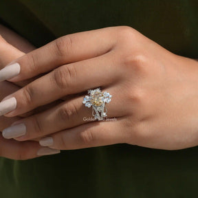 Detailed View Of Old European Round Cut Moissanite Ring In White Gold