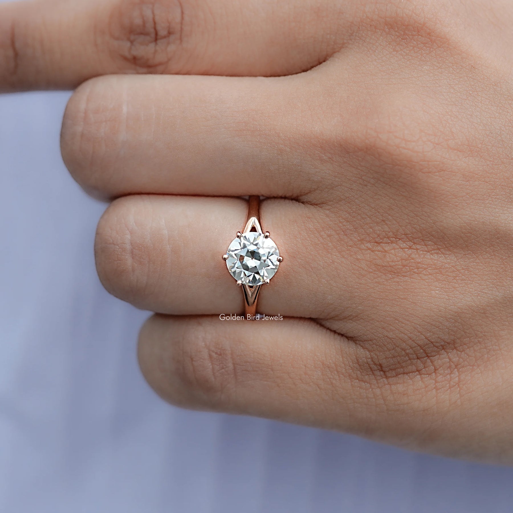 Old European Round Moissanite Solitaire Ring