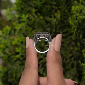 Old European Round Cut Art Deco Square Moissanite Ring