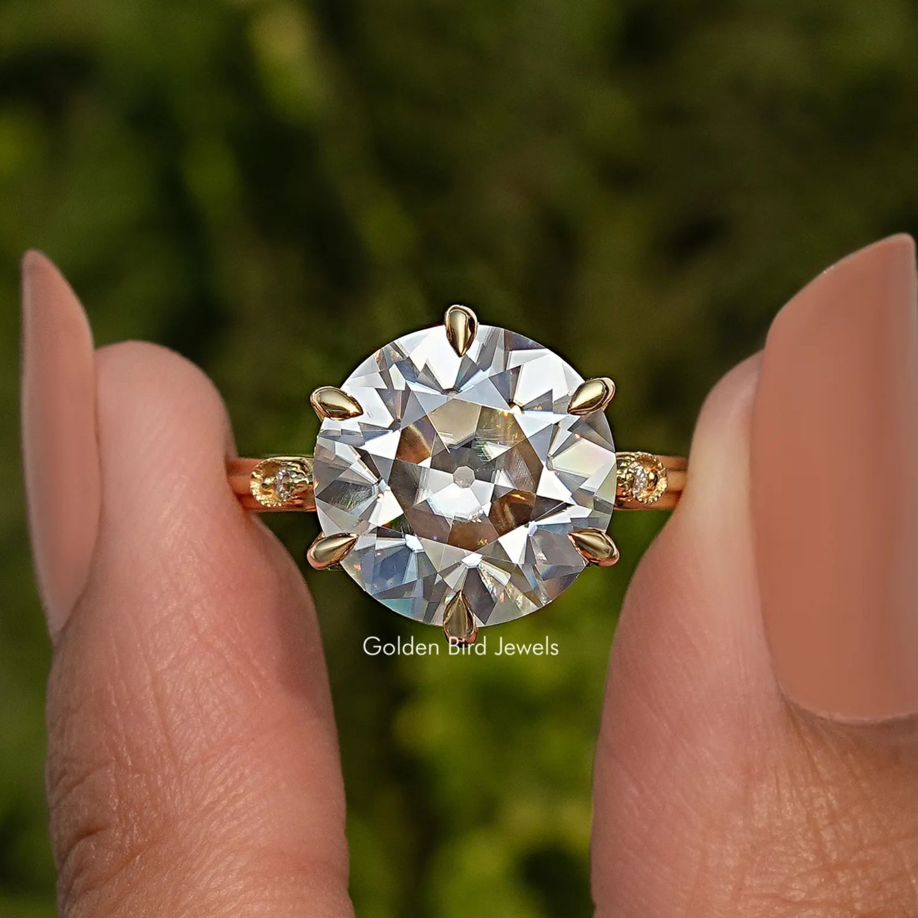 Old European Round Cut Moissanite Ring