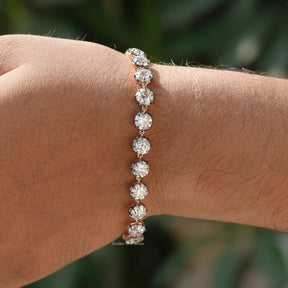 [OEC Round Moissanite Tennis Bracelet]-[Golden Bird Jewels]