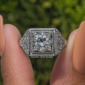 Old European Round Cut Moissanite Vintage Ring
