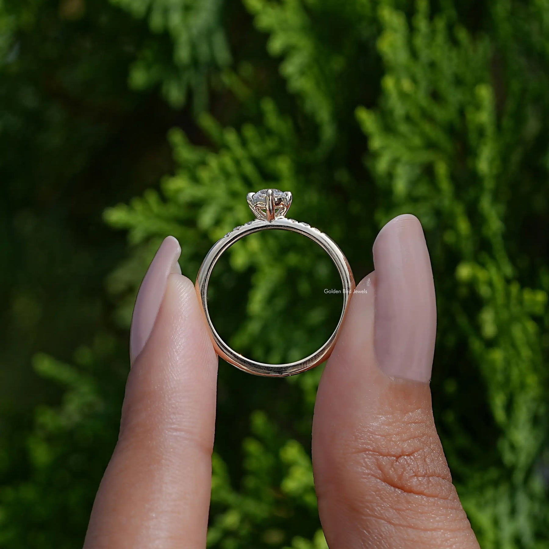 Old European Round Cut Lab Diamond Accent Ring