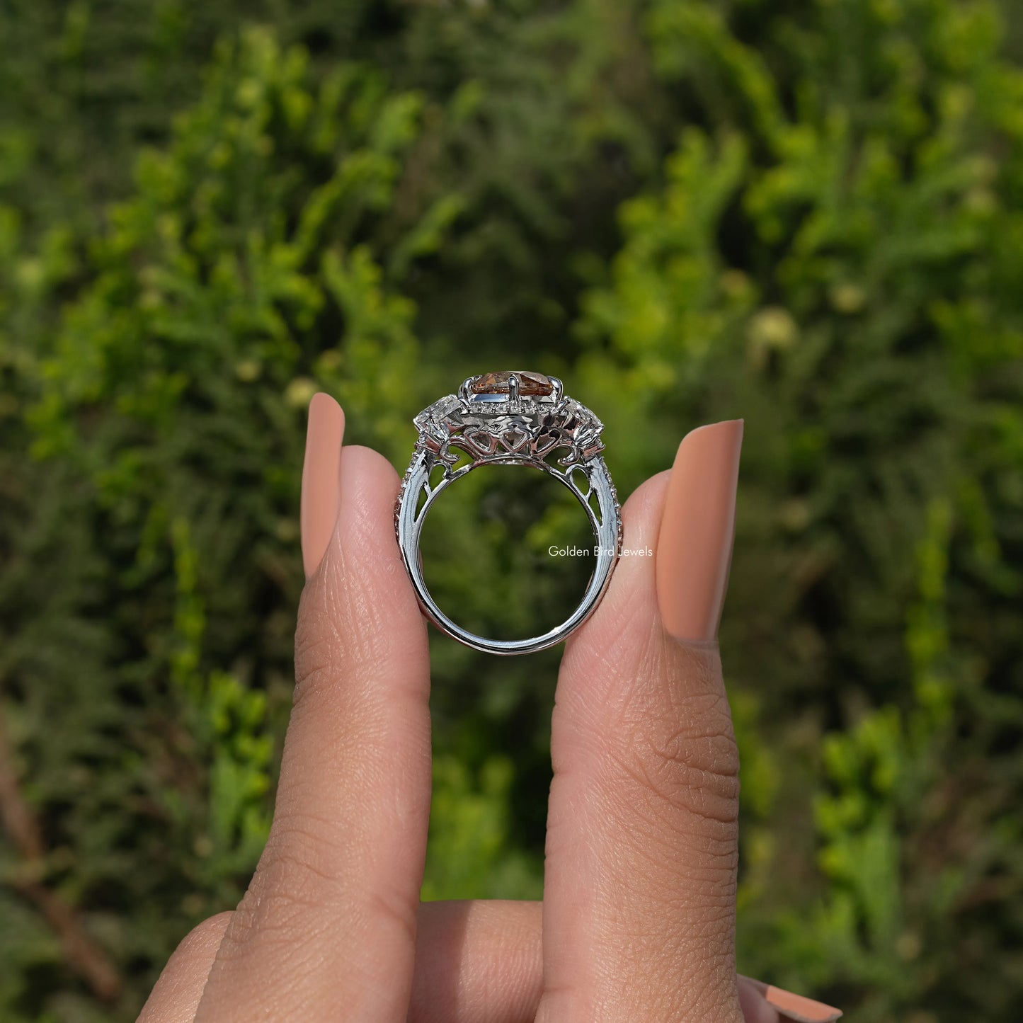 Old European Round Cut Halo Cluster Ring