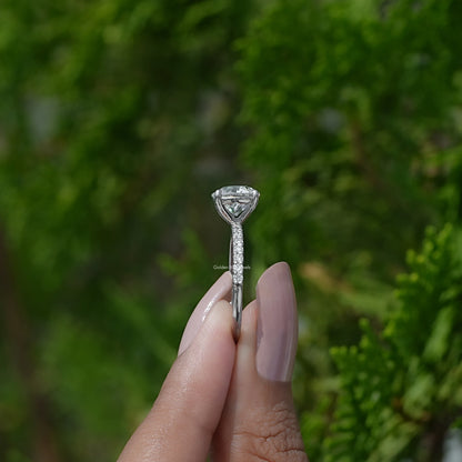 Side View of  Old European Round Diamond Ring on two fingers