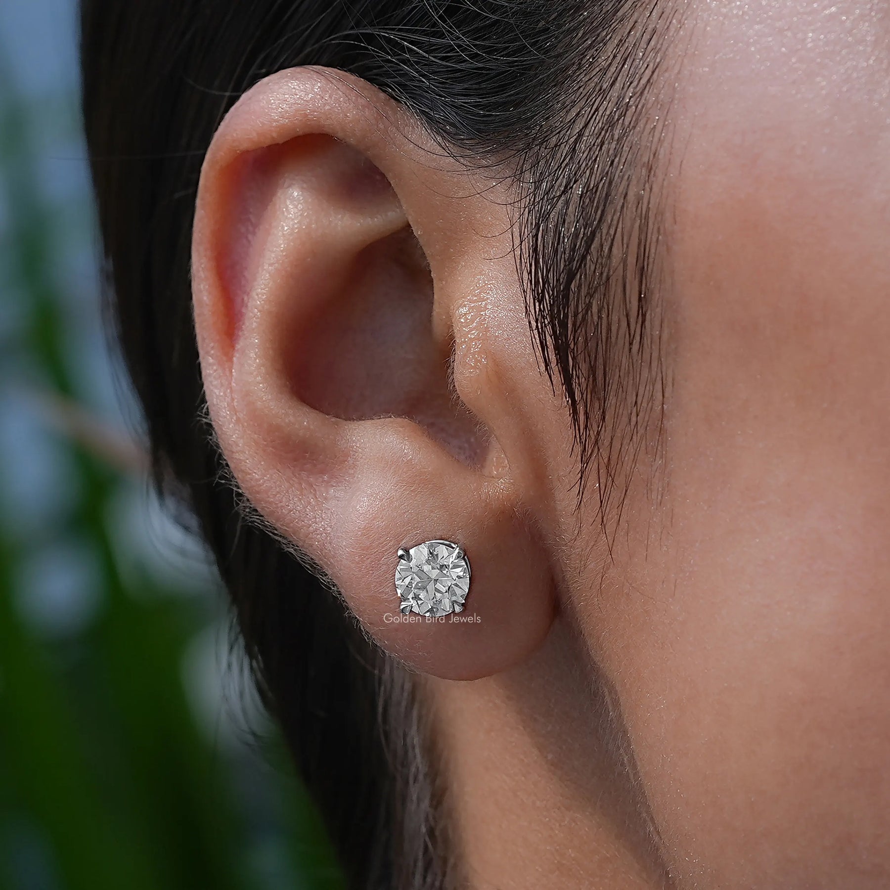 [Old European Round Cut Lab Diamond Stud Earrings]-[Golden Bird Jewels]