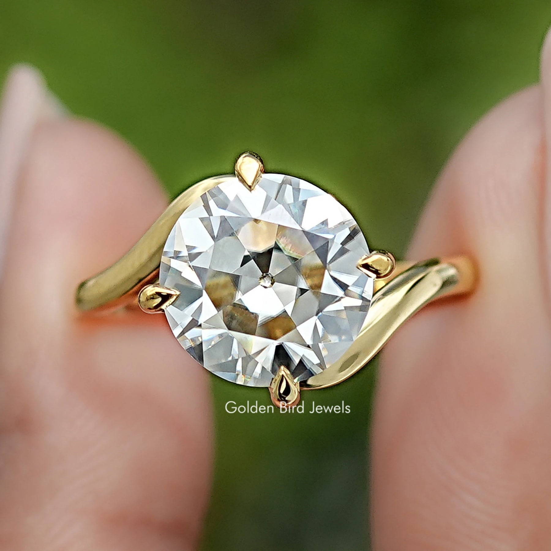 Old European Round Moissanite Bypass Ring