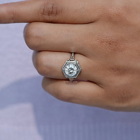 Old European Round Moissanite Solitaire Ring