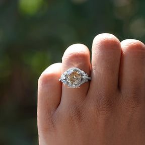 Old European Round Cut Halo Cluster Ring