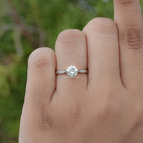 Moissanite Old European Round Accent Stone Ring