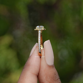 Old European Round Moissanite Halo Accent Ring
