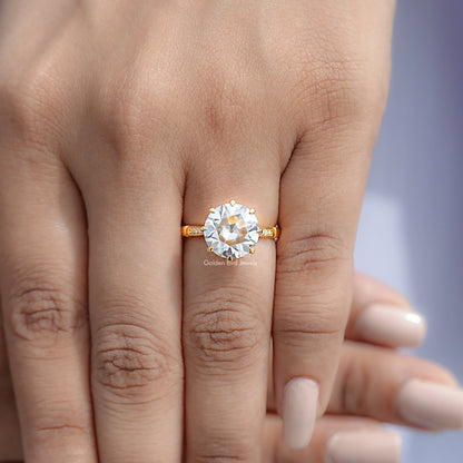 View of Round Cut Solitaire Engagement Ring in prongs setting