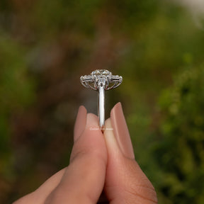 Old European Cut Round With Baguette Moissanite Ring