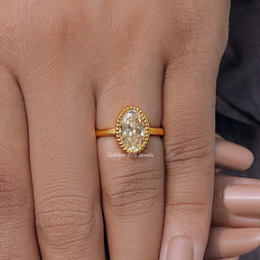 Old Mine Oval Milgrain Bezel Set Moissanite Ring