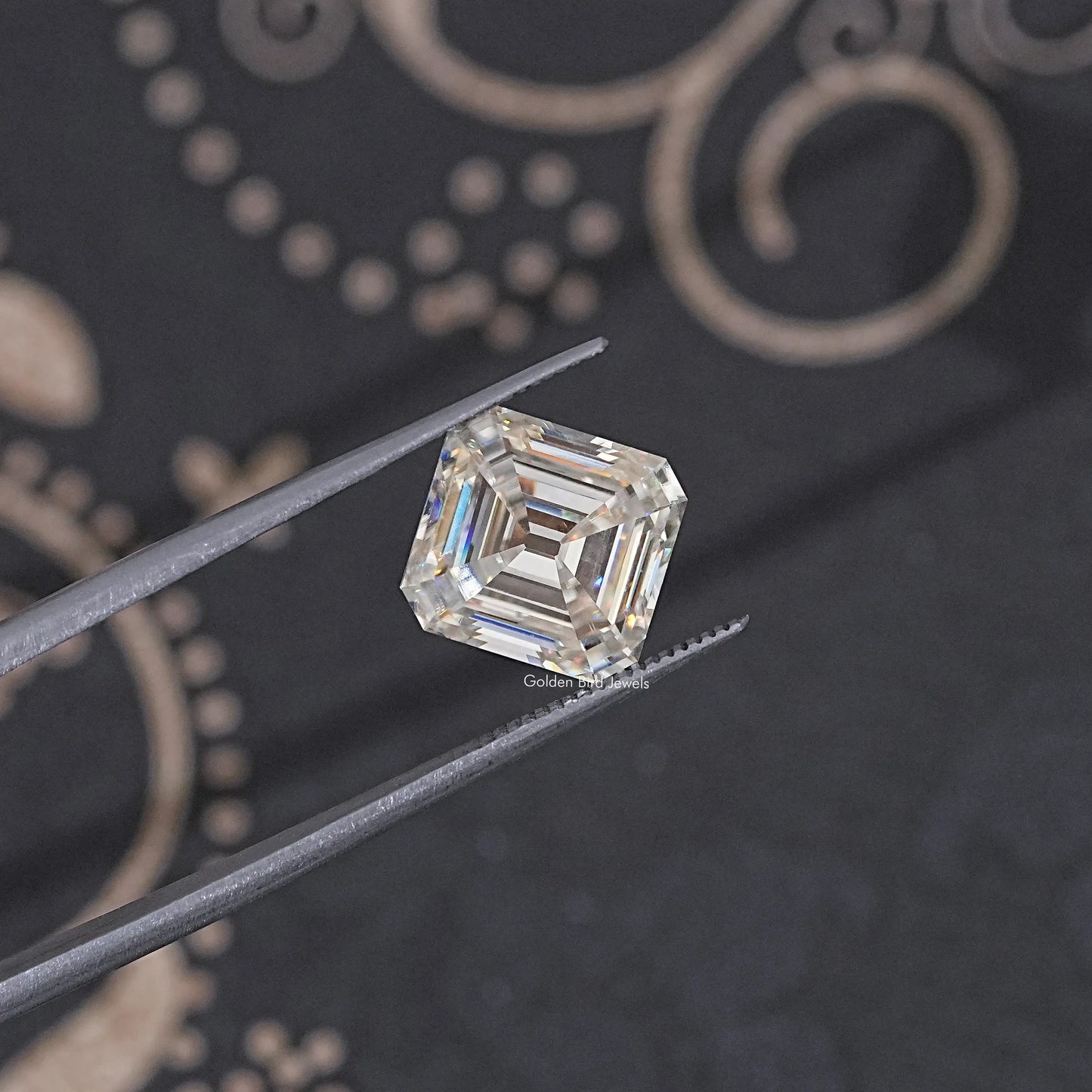Front View Of Old Mine Asscher Cut Loose Moissanite Stone