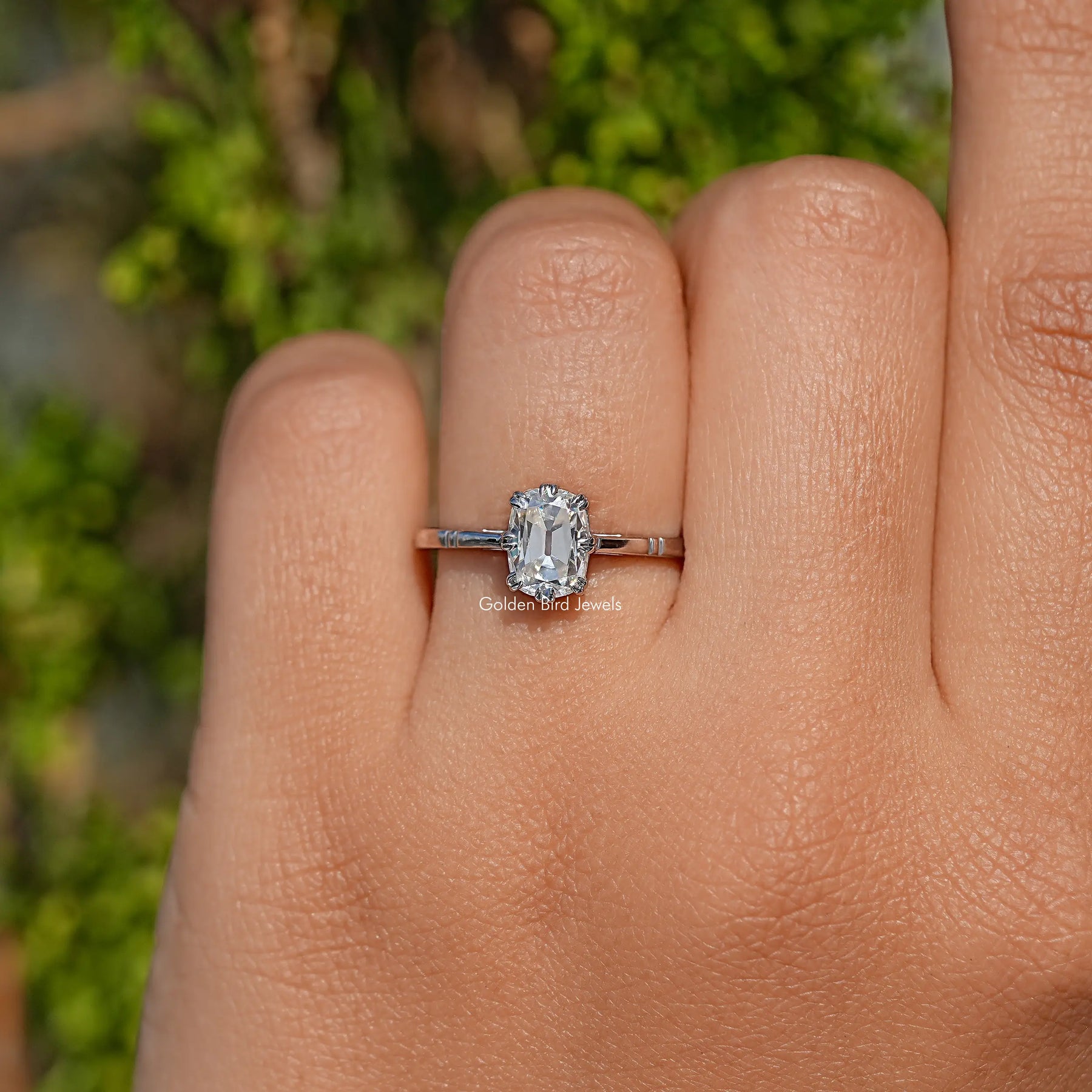 Old Mine Cushion Cut Bridal Ring For Women