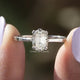 [Old Mine Cushion Cut Ring 14k White Gold]-[Golden Bird jewels]