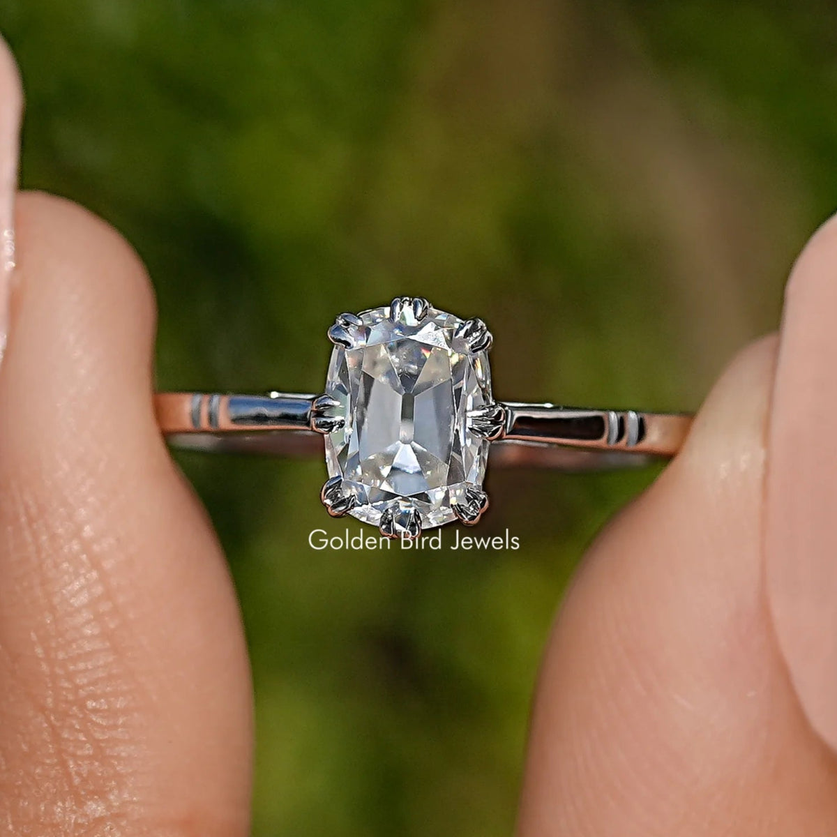 Old Mine Cushion Cut Bridal Ring For Women