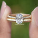 View Of Round Cut Old Mine Cushion Cut Lab Diamond Bridal Ring Set
