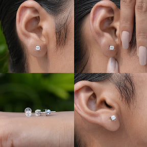 Old Mine Cushion Cut Moissanite Stud Earrings