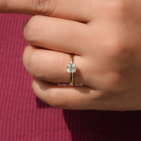 View of Old Mine Cushion Cut Moissanite Engagement Ring In Yellow Gold