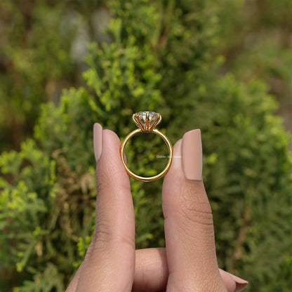 Old Mine Cushion Cut Moissanite Prong Set Solitaire Ring