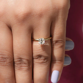 [Moissanite Cushion Cut Solitaire Ring]-[Golden Bird Jewels]