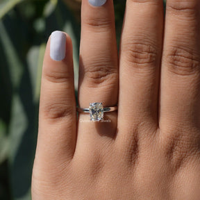 [Moissanite Cushion Cut Solitaire Ring]-[Golden Bird Jewels]