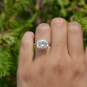 East West Set Old Mine Cushion Moissanite Ring