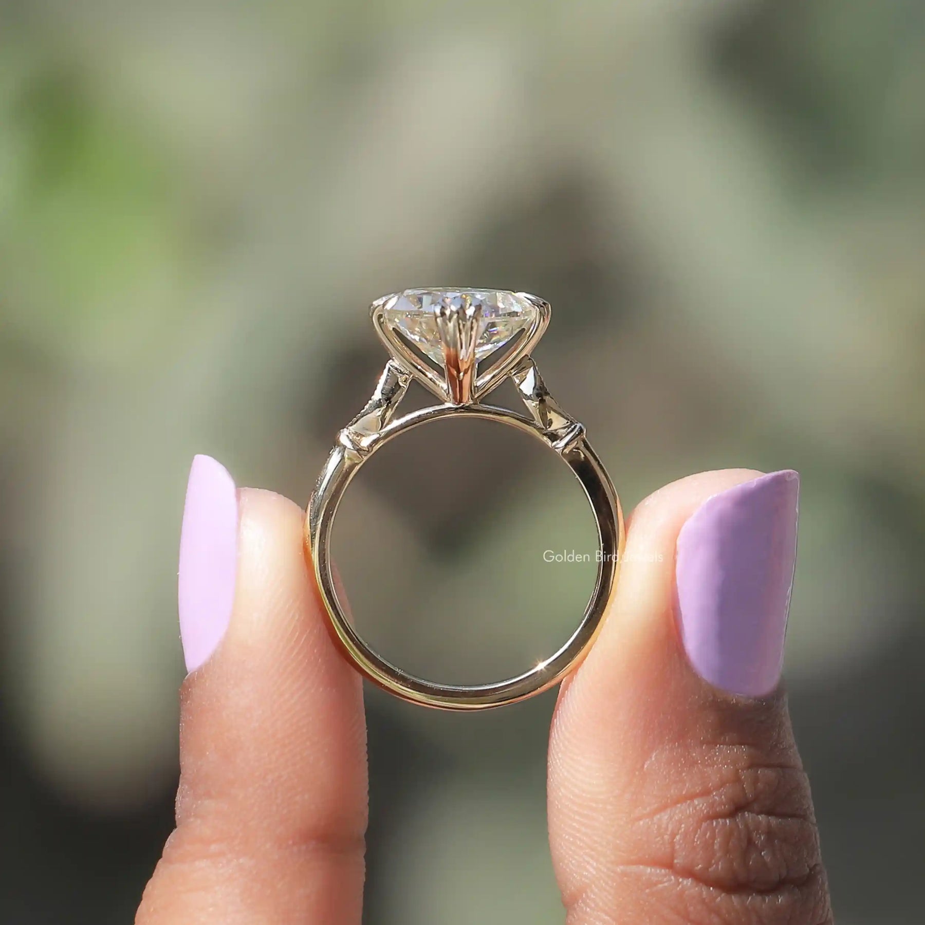 Off White Old Mine Cushion Cut Moissanite Ring